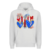 Dove Grey 4th of july hearts Premium Hoodie - texasbilliewilder