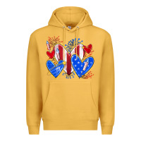 Mustard 4th of july hearts Premium Hoodie - texasbilliewilder