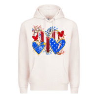Pale Pink 4th of july hearts Premium Hoodie - texasbilliewilder