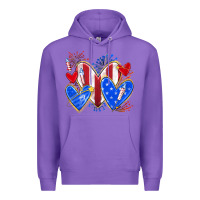 Purple 4th of july hearts Premium Hoodie - texasbilliewilder