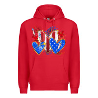Red 4th of july hearts Premium Hoodie - texasbilliewilder