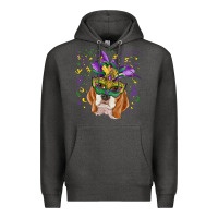 Charcoal Heather mardi gras  mask beagle Premium Hoodie - RanaPortraitStore