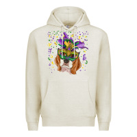 Oatmeal Heather mardi gras  mask beagle Premium Hoodie - RanaPortraitStore