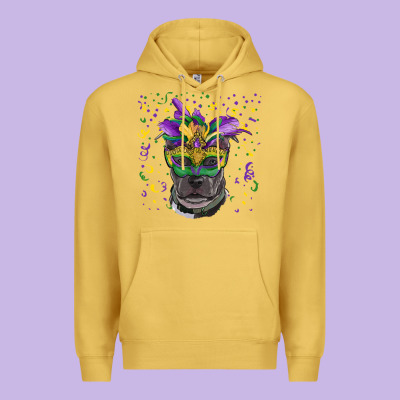 Mardi Gras  Mask Pitbull Premium Hoodie Designed By Ranaportraitstore