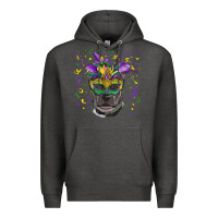 Charcoal Heather mardi gras  mask pitbull Premium Hoodie - RanaPortraitStore