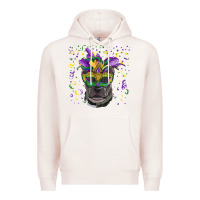 Pale Pink mardi gras  mask pitbull Premium Hoodie - RanaPortraitStore