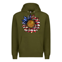 Army Green 4th of july sunflower Premium Hoodie - texasbilliewilder
