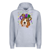 Heather Grey mardi gras beagle Premium Hoodie - RanaPortraitStore
