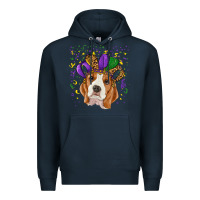 Navy mardi gras beagle Premium Hoodie - RanaPortraitStore