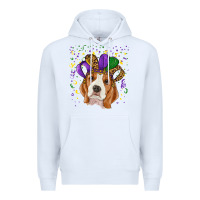 White mardi gras beagle Premium Hoodie - RanaPortraitStore