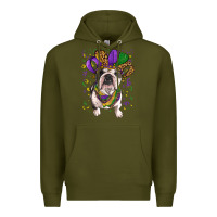 Army Green mardi gras hat  english bulldog Premium Hoodie - RanaPortraitStore