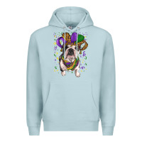 Blue Mist mardi gras hat  english bulldog Premium Hoodie - RanaPortraitStore