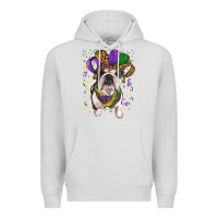 Dove Grey mardi gras hat  english bulldog Premium Hoodie - RanaPortraitStore