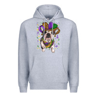 Heather Grey mardi gras hat  english bulldog Premium Hoodie - RanaPortraitStore