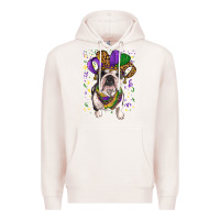 Pale Pink mardi gras hat  english bulldog Premium Hoodie - RanaPortraitStore
