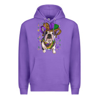 Purple mardi gras hat  english bulldog Premium Hoodie - RanaPortraitStore