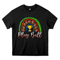 Black Play Ball Football Rainbow Heavy Core Tee - CowhideDigitalArt