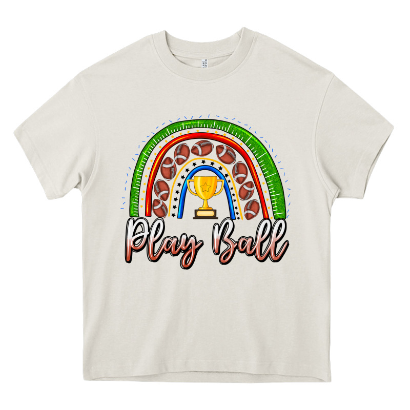 Play Ball Football Rainbow Heavy Core Tee by CowhideDigitalArt | Teevron