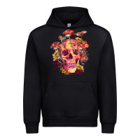 Black Floral skeleton with mushrooms Urban Hoodie - RanaPortraitStore