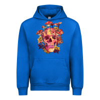 Cobalt Floral skeleton with mushrooms Urban Hoodie - RanaPortraitStore