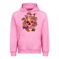 Fuchsia Pink Floral skeleton with mushrooms Urban Hoodie - RanaPortraitStore