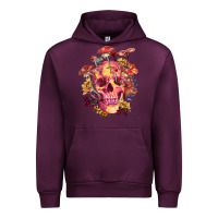 Mauve Wine Floral skeleton with mushrooms Urban Hoodie - RanaPortraitStore