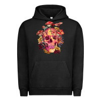 Pigment Black Floral skeleton with mushrooms Urban Hoodie - RanaPortraitStore