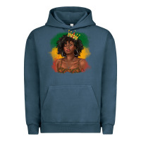 Pigment Midnight Navy black queen with juneteenth flag Urban Hoodie - texasbilliewilder