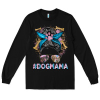 Black dog mama messy bun Long Sleeve Tee - BarkalooDesign