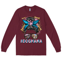 Burgundy dog mama messy bun Long Sleeve Tee - BarkalooDesign