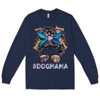 Navy dog mama messy bun Long Sleeve Tee - BarkalooDesign