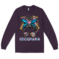 Plum dog mama messy bun Long Sleeve Tee - BarkalooDesign