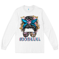 White dog mama messy bun Long Sleeve Tee - BarkalooDesign
