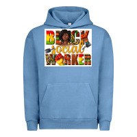 Pigment Pebble Blue black social worker Urban Hoodie - texasbilliewilder