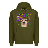 Army Green mardi gras hat chihuahua Premium Hoodie - RanaPortraitStore