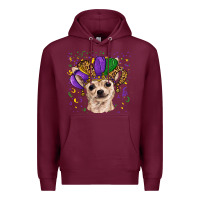 Burgundy mardi gras hat chihuahua Premium Hoodie - RanaPortraitStore