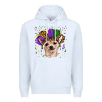 White mardi gras hat chihuahua Premium Hoodie - RanaPortraitStore