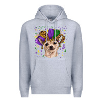 Heather Grey mardi gras hat chihuahua Premium Hoodie - RanaPortraitStore