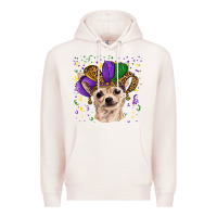 Pale Pink mardi gras hat chihuahua Premium Hoodie - RanaPortraitStore