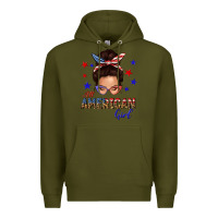 Army Green all american girl messy bun Premium Hoodie - texasbilliewilder
