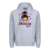 Heather Grey all american girl messy bun Premium Hoodie - texasbilliewilder