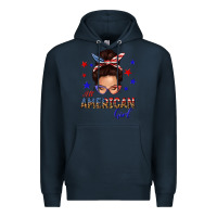 Navy all american girl messy bun Premium Hoodie - texasbilliewilder