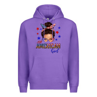 Purple all american girl messy bun Premium Hoodie - texasbilliewilder