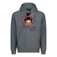 Rock all american girl messy bun Premium Hoodie - texasbilliewilder