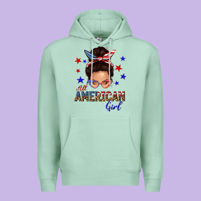 All American Girl Messy Bun Premium Hoodie Designed By Texasbilliewilder