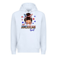 White all american girl messy bun Premium Hoodie - texasbilliewilder