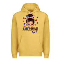 Antique Gold all american girl messy bun Premium Hoodie - texasbilliewilder