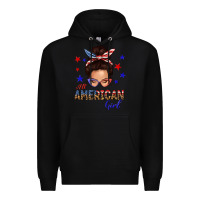 Black all american girl messy bun Premium Hoodie - texasbilliewilder