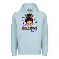Blue Mist all american girl messy bun Premium Hoodie - texasbilliewilder