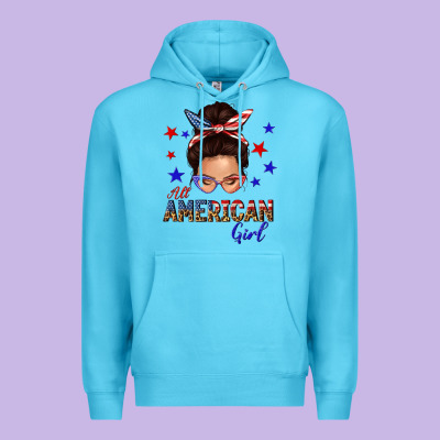 All American Girl Messy Bun Premium Hoodie Designed By Texasbilliewilder